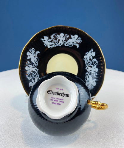 Vintage Elizabethan Fine Bone China Cup and Saucer: Handpainted Cupids