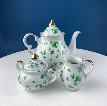 Gold Demitasse Tea Set: Prussian Hand-Painted Coffee/Tea Service for Two