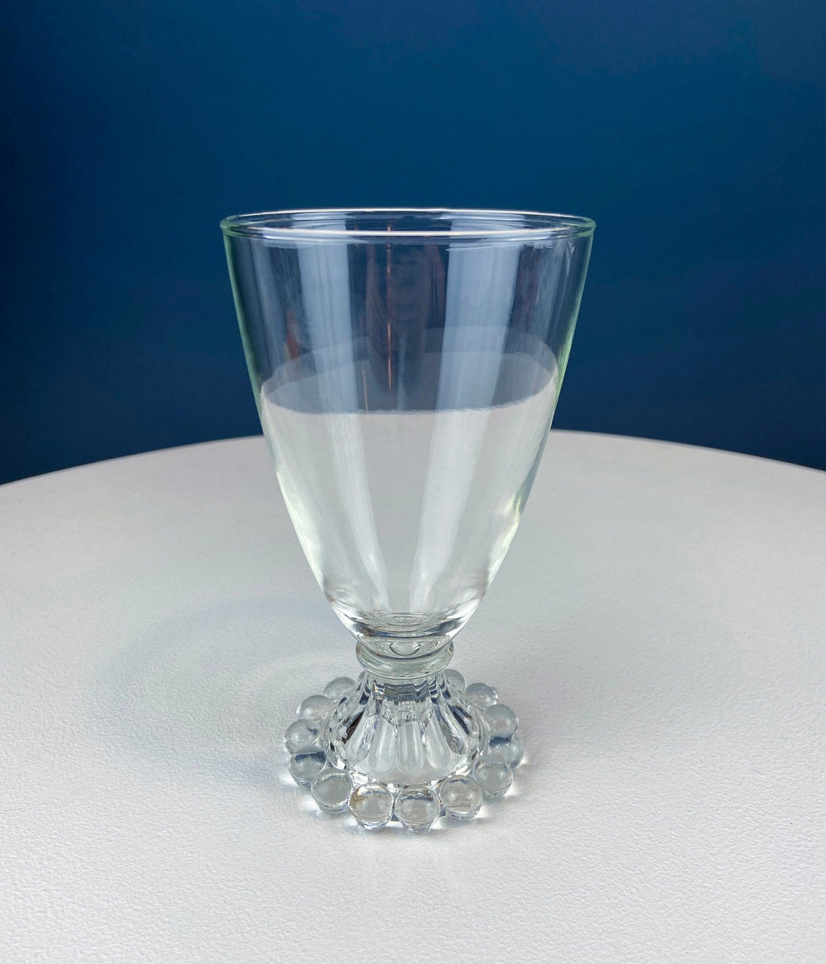 Anchor Hocking Water, Wine, Juice Goblets. Set of Six. Beaded Base. Berwick or Boopie Pattern. Mid C Modern Stemware. Dining Room Decor.