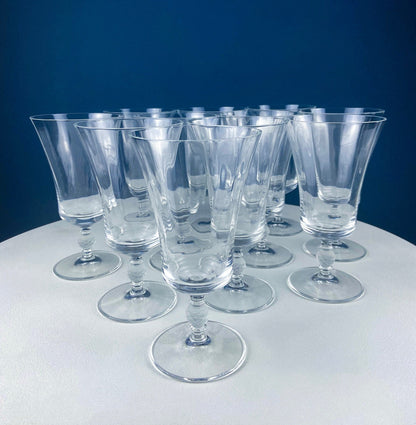 Crystal Water/Ice Tea Goblets with Ball Stem. Enchantress by Mikasa. Frosted Ball Shaped like Berries & Leaves. Set of 10. Beautiful Ping.