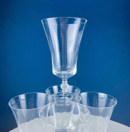 Crystal Water/Ice Tea Goblets with Ball Stem. Enchantress by Mikasa. Frosted Ball Shaped like Berries & Leaves. Set of 10. Beautiful Ping.