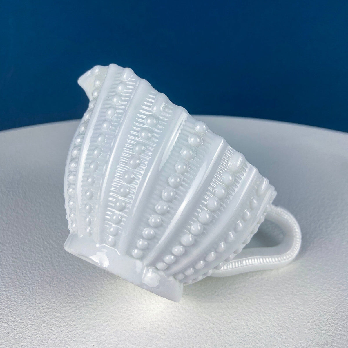 Milk Glass Sea-Urchins Creamer and Sugar. Nautical Themed White Serving Dishes/Accessories. Set of Two. Vacation, Tropical, 2nd Home.