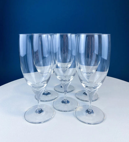 Crystal Water/Ice Tea Goblets with Ball Stem. Enchantress by Mikasa. Frosted Ball Shaped like Berries & Leaves. Set of 10. Beautiful Ping.