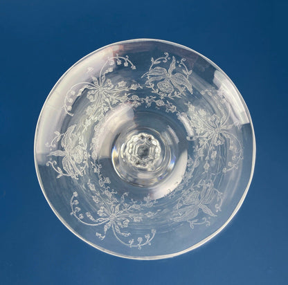 Heisey Sweet Wine, Liquor Glasses. Set of 6 Orchid Pattern Etched Crystal Sherbets. Home Gift. Dining Room Decor. Collectible Glassware.
