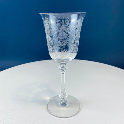 Heisey Wine Goblets. Set of 7 Orchid Pattern Etched Crystal Glasses. Home Gift. Dining Room Decor. Collectible Glassware.