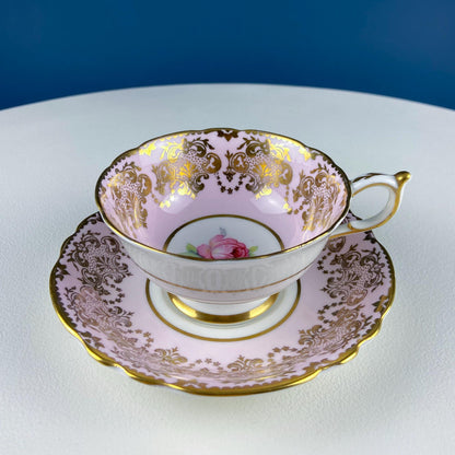 Vintage Royal Albert Brown & Gold Tea Coffee Cup and Saucer. All Over Flower Motif. Gold Leaf Border.  Buckingham Series. Hosting Essentials
