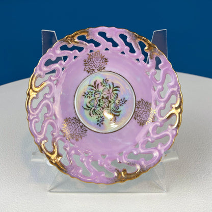 Pink Collection of Vintage Saucers. Mix & Match. Set of 5 Mostly Pink Plates with Lacey Reticulated Edges. Cute Gift Idea for Her.