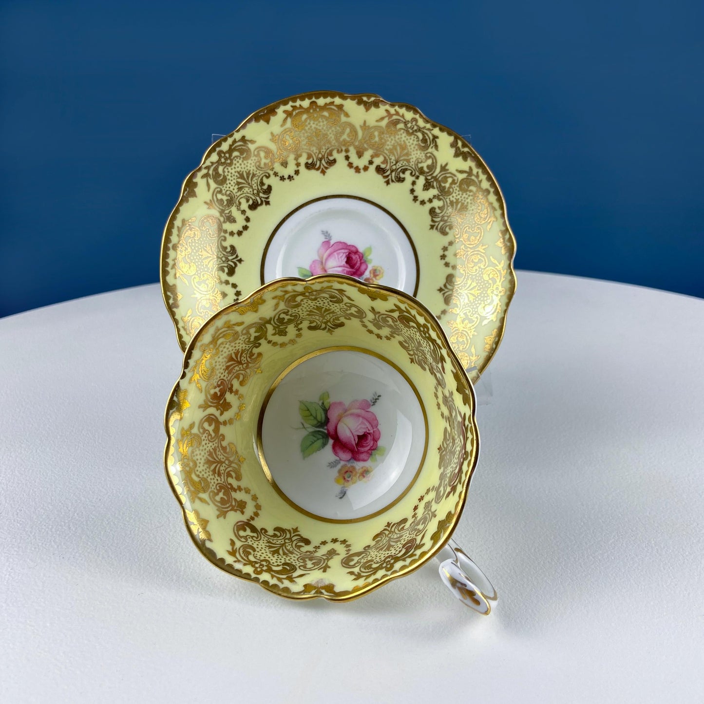 Vintage Royal Albert Brown & Gold Tea Coffee Cup and Saucer. All Over Flower Motif. Gold Leaf Border.  Buckingham Series. Hosting Essentials
