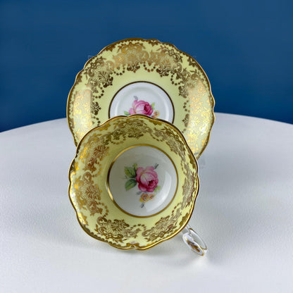 Vintage Royal Albert Brown & Gold Tea Coffee Cup and Saucer. All Over Flower Motif. Gold Leaf Border.  Buckingham Series. Hosting Essentials