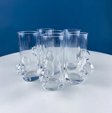 Vintage Lenox Hand Blown Crystal Tall Glasses for Juice or Irish Coffee. Set of 6. Heavy Loop Handles. Modern Glassware. Dining Room Decor.