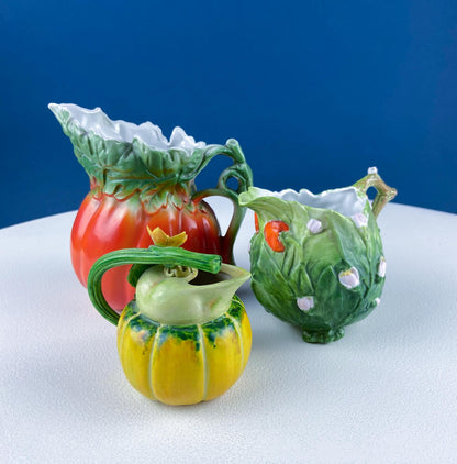 Antique Porcelain Pitcher Creamer Jug Shaped like Tomato Pumpkin. Bavaria Royal Bayreuth Porcelain. Modern Farmhouse. Dining Room Decor.