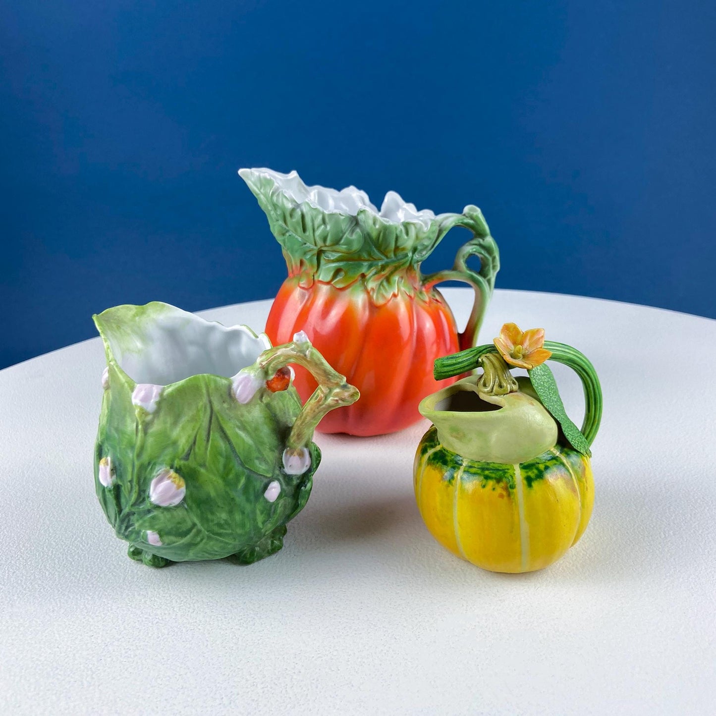 Antique Porcelain Pitcher Creamer Jug Shaped like Tomato Pumpkin. Bavaria Royal Bayreuth Porcelain. Modern Farmhouse. Dining Room Decor.
