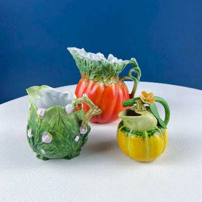 Antique Porcelain Pitcher Creamer Jug Shaped like Tomato Pumpkin. Bavaria Royal Bayreuth Porcelain. Modern Farmhouse. Dining Room Decor.