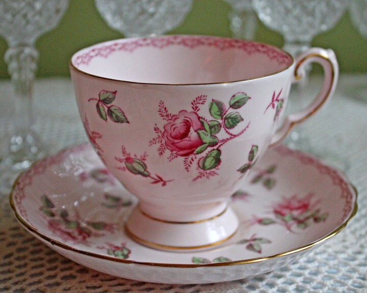 Vintage Tuscan Cup and Saucer: Hand-Painted Floral Tea Set