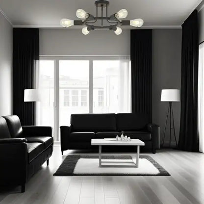 Modern Sputnik 6-Light Chandelier in Black