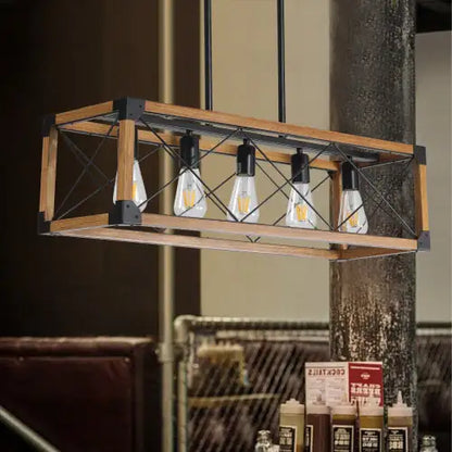 Rustic 5-Light Walnut Chandelier for Home