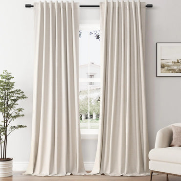 SPWIY Grayish Brown Linen 100% Blackout Curtains 120 Inches Long 2 Panels Set Thermal Insulated Curtains for Living Room Back Tab Rod Pocket Room Darkening Curtain for Bedroom Nursery 52x120
