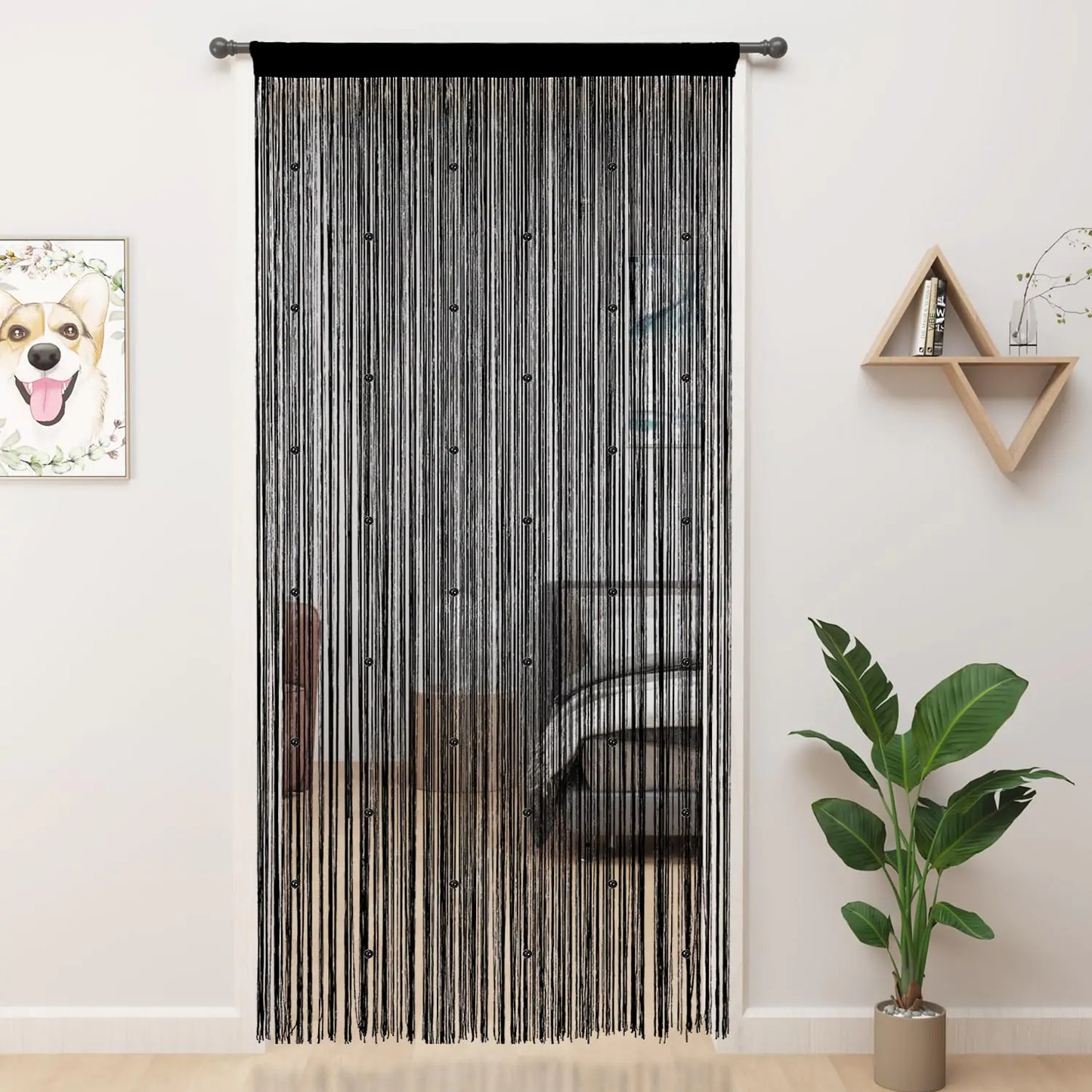 YIIBAII Beaded Curtain Beaded Curtains for Doorways Crystals Suitable for Interior Hanging Decoration and Partitions Closet Curtains (39"x110" Black)