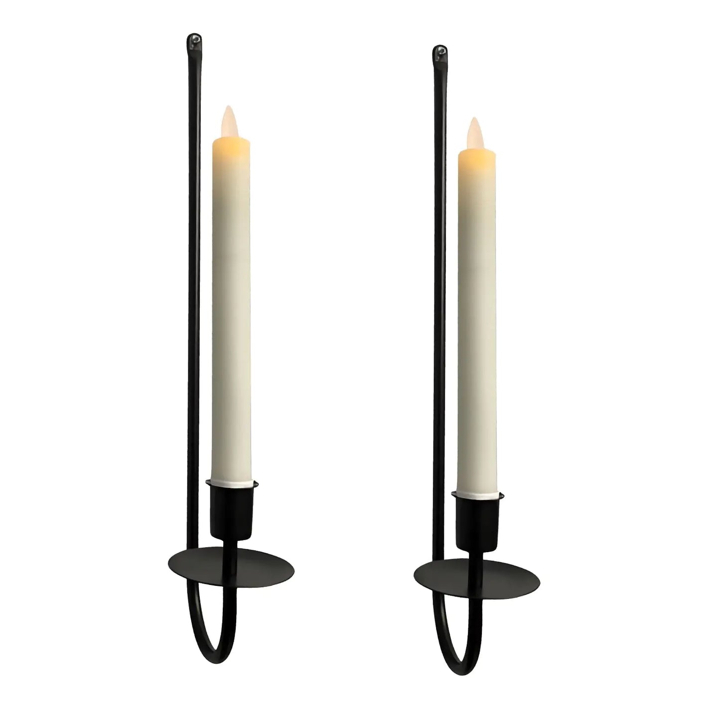 Elegant Black Metal Wall Candle Sconce Set