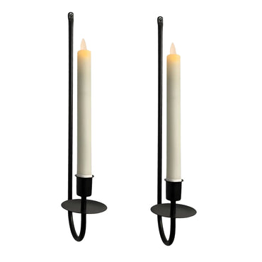Elegant Black Metal Wall Candle Sconce Set
