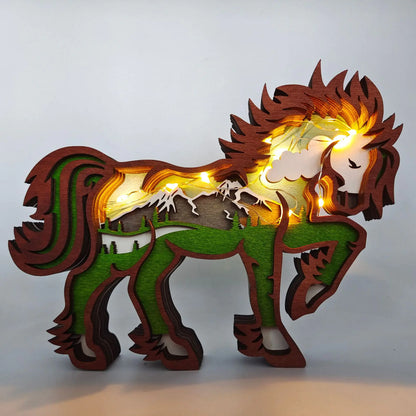Wooden 3D Animal Carving Christmas Wall Decor