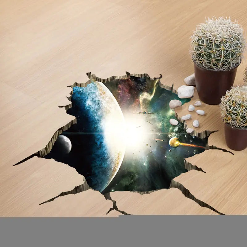 3D Space Planet Floor Wall Stickers for Home Decor