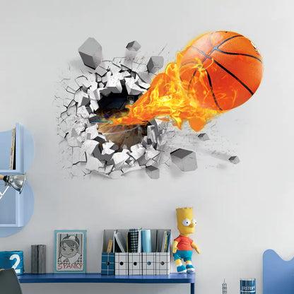 3D Basketball Wall Decals for Kids' Room Decor