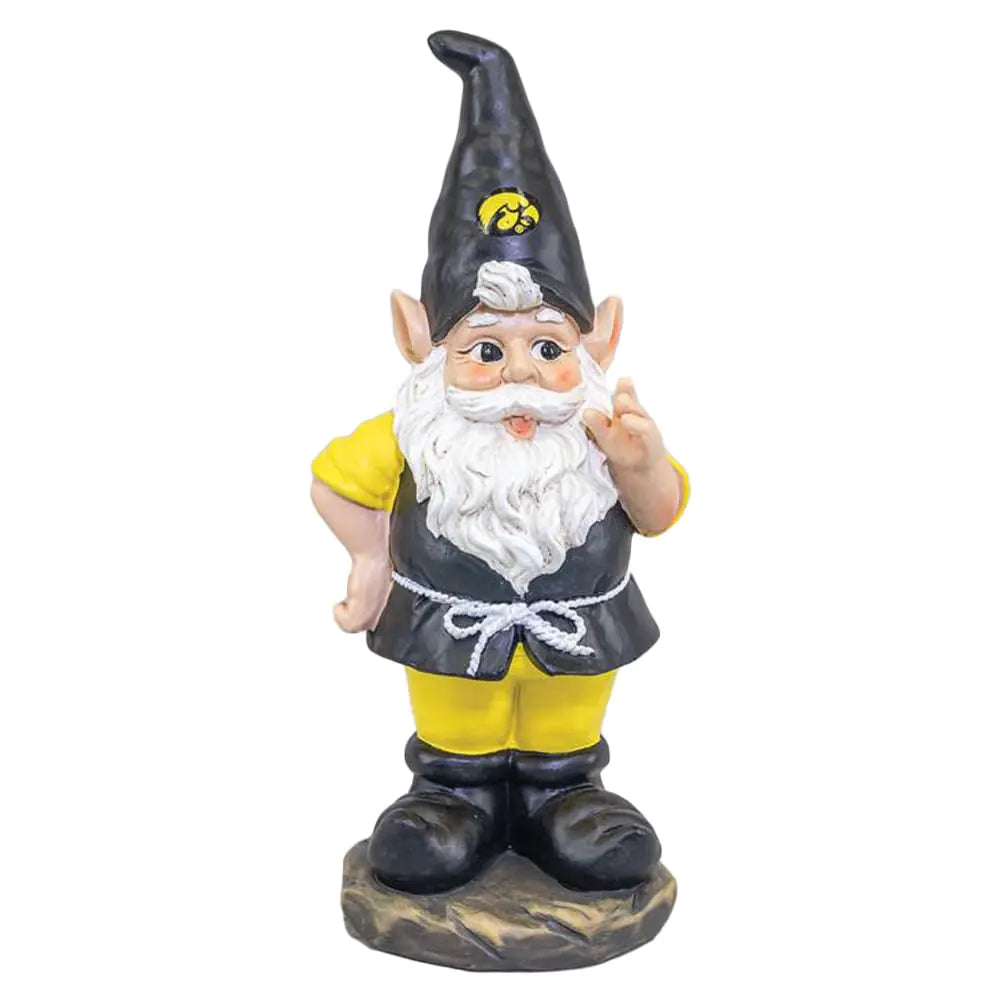 Hannas Handiworks University of Iowa Gnome Indoor/Outdoor Resin Statue - UI Garden Sculpture for Patio Lawn Porch - Represent Your NCAA Big 10 College & Show Team Spirit Fan Décor