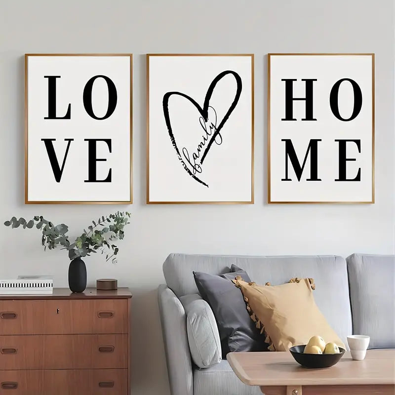 3pcs Love Wall Canvas Art for Living Room Decor
