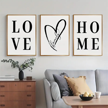 3pcs Love Wall Canvas Art for Living Room Decor