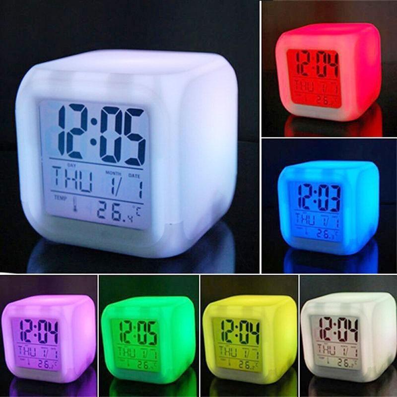 Luminous Alarm Clock Multifunctional White Screen Color Changing Bedroom Night Light Touch Control Bedside Lamp Dimmable Multi-Color Changing Gift Ideas Colorful Decompression Digital Accessories