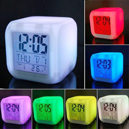 Luminous Alarm Clock Multifunctional White Screen Color Changing Bedroom Night Light Touch Control Bedside Lamp Dimmable Multi-Color Changing Gift Ideas Colorful Decompression Digital Accessories