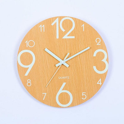 Luminous Wall Clock Silent Non-Ticking Quartz Wall Clocks Large Luminous Function Numbers and Hands Battery Operated Decorative Wall Clock for Office 12 Inch Wooden Silent Non-Ticking Kitchen Wall Clocks With Night Lights For Indoor/Outdoor Living Room
