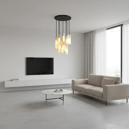 Clustered Alabaster Cylinder Lux Chandelier