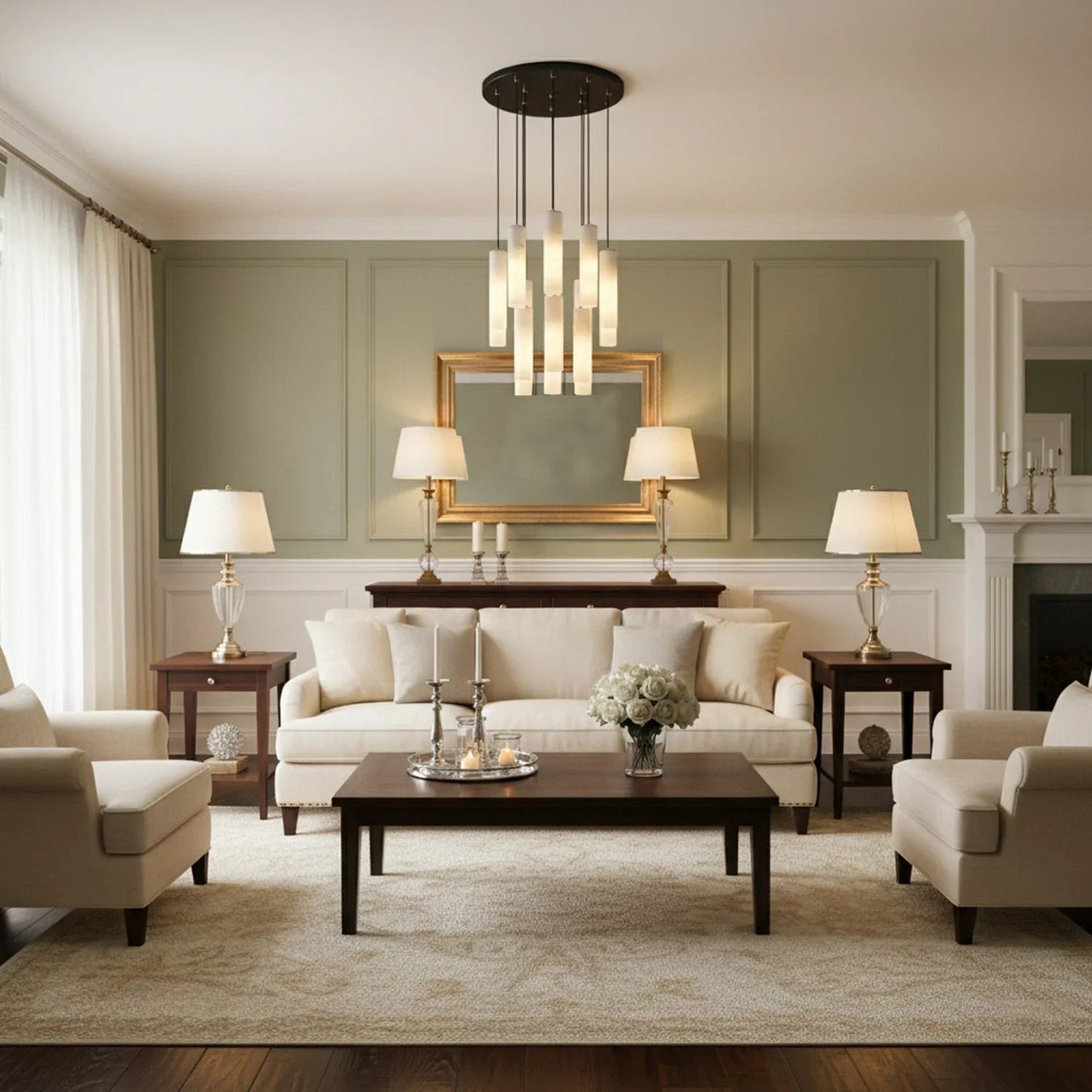 Clustered Alabaster Cylinder Lux Chandelier