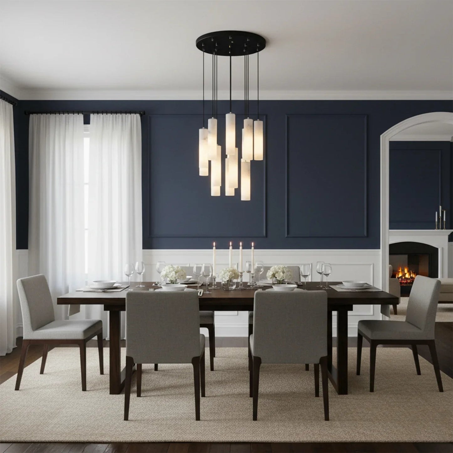 Clustered Alabaster Cylinder Lux Chandelier