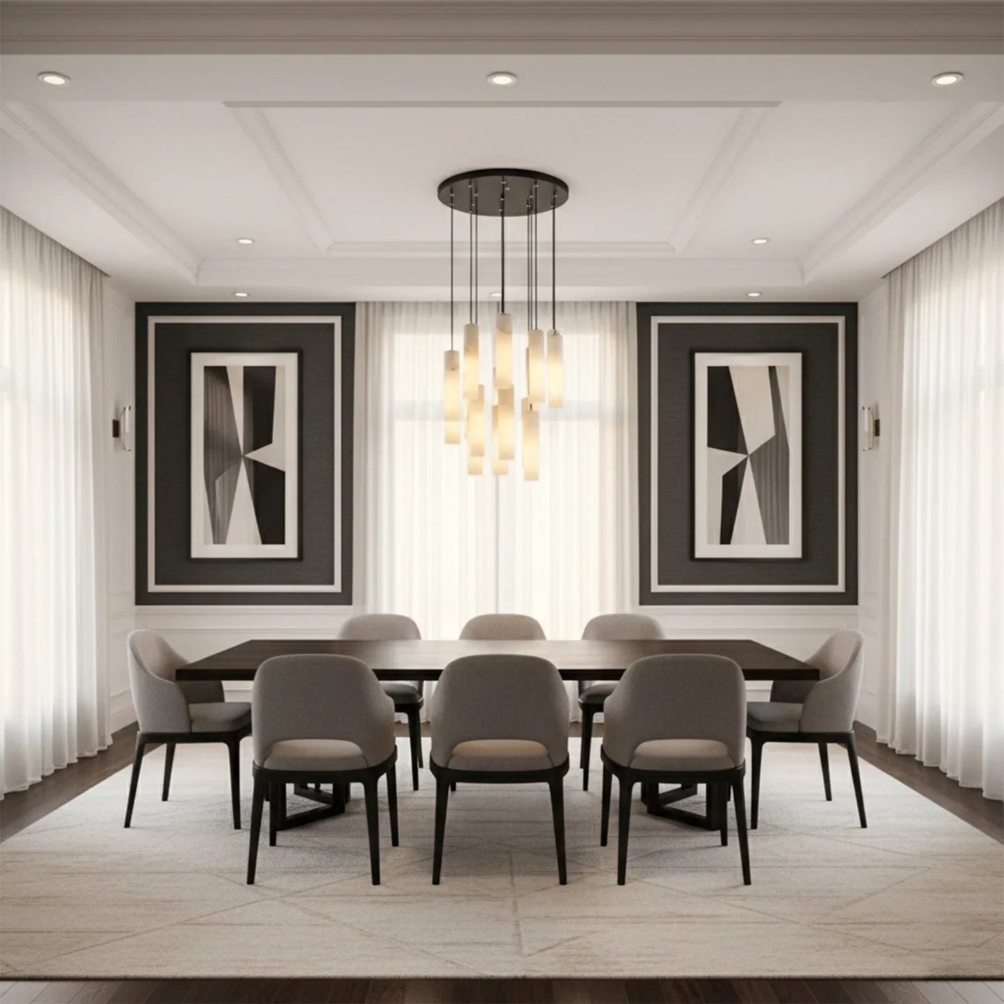 Clustered Alabaster Cylinder Lux Chandelier