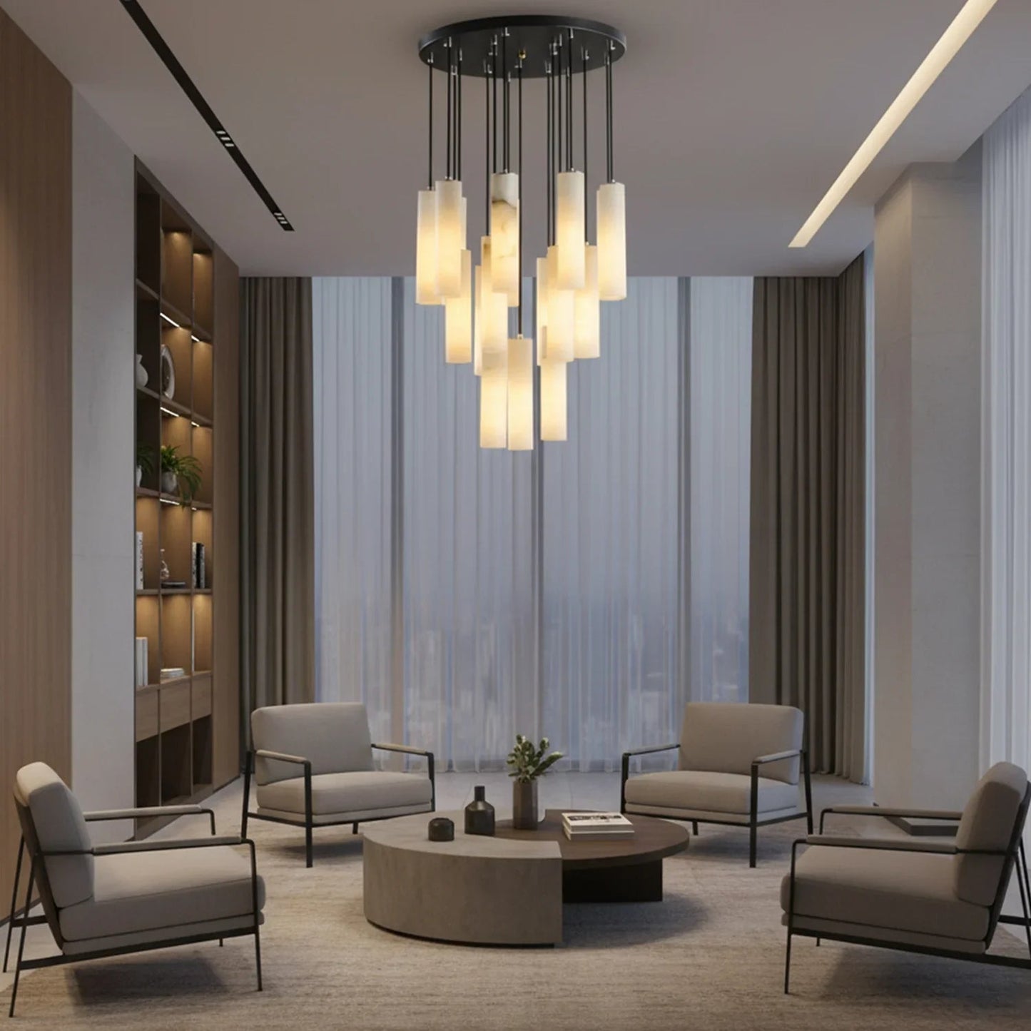 Clustered Alabaster Cylinder Lux Chandelier