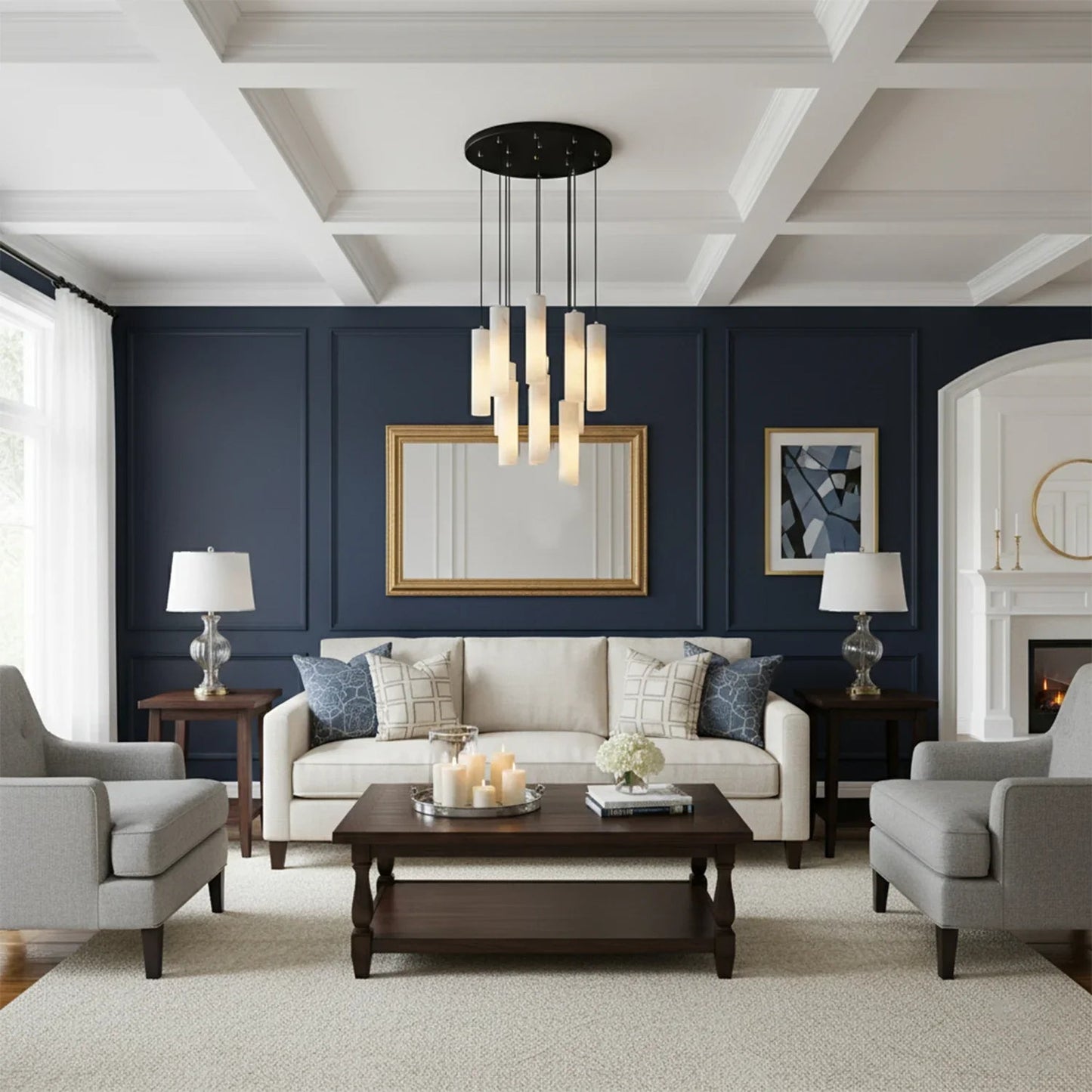 Clustered Alabaster Cylinder Lux Chandelier