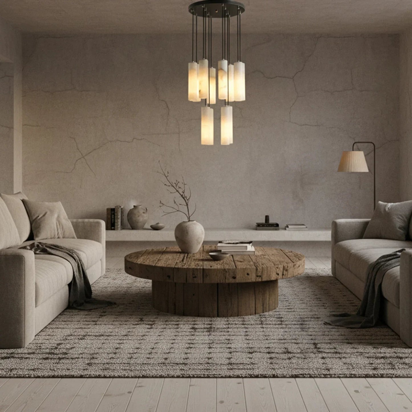 Clustered Alabaster Cylinder Lux Chandelier
