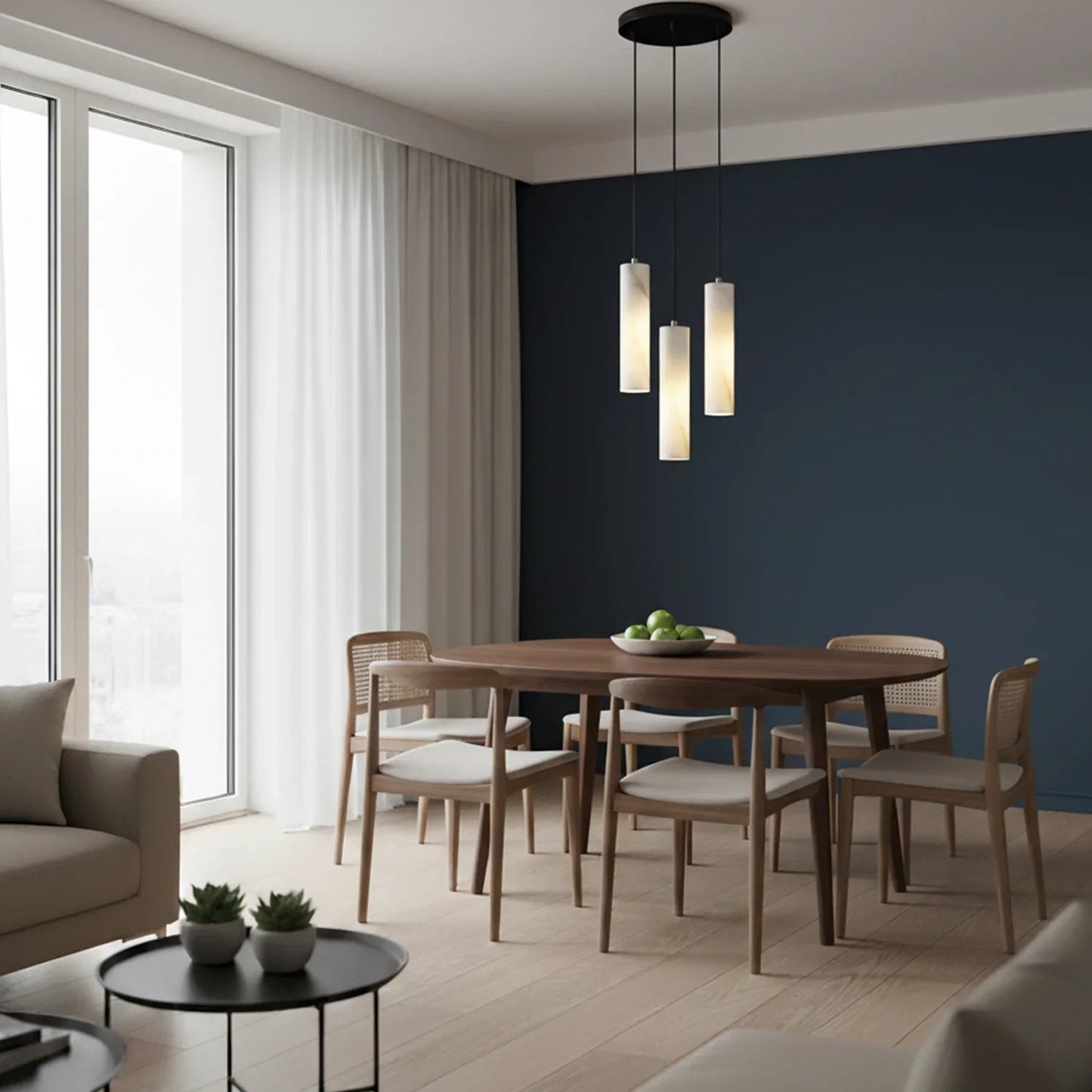 Clustered Alabaster Cylinder Lux Chandelier