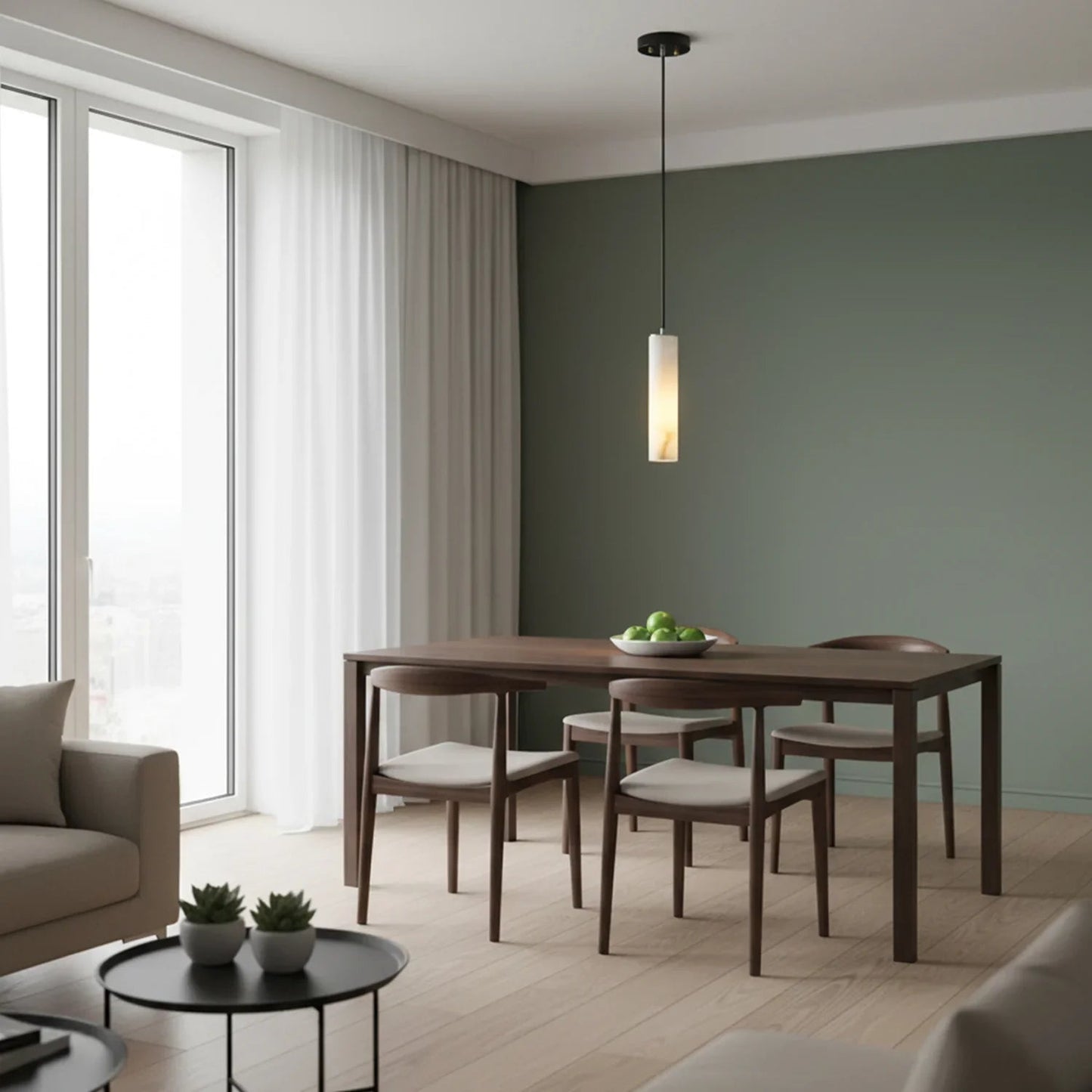 Clustered Alabaster Cylinder Lux Chandelier