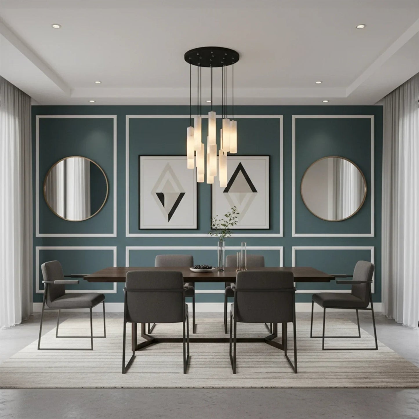 Clustered Alabaster Cylinder Lux Chandelier