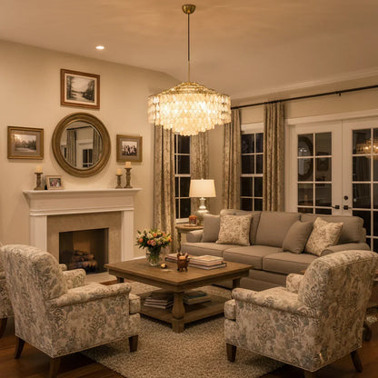 Tiered Capiz Shell Glow Chandelier