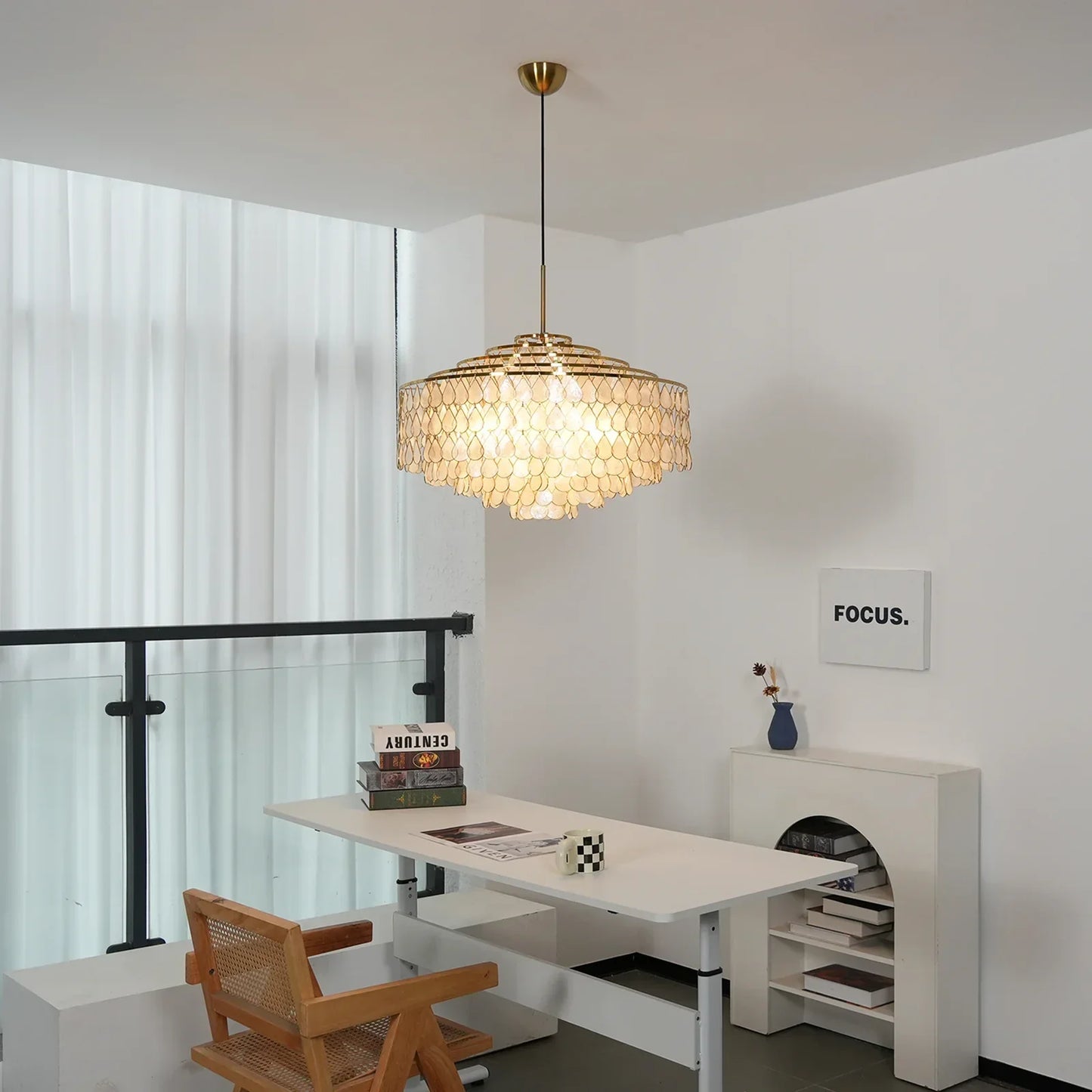 Tiered Capiz Shell Glow Chandelier