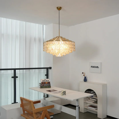Tiered Capiz Shell Glow Chandelier