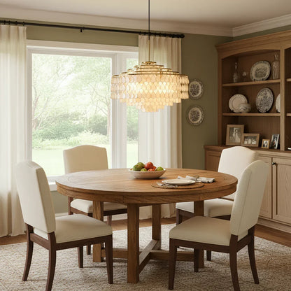 Tiered Capiz Shell Glow Chandelier