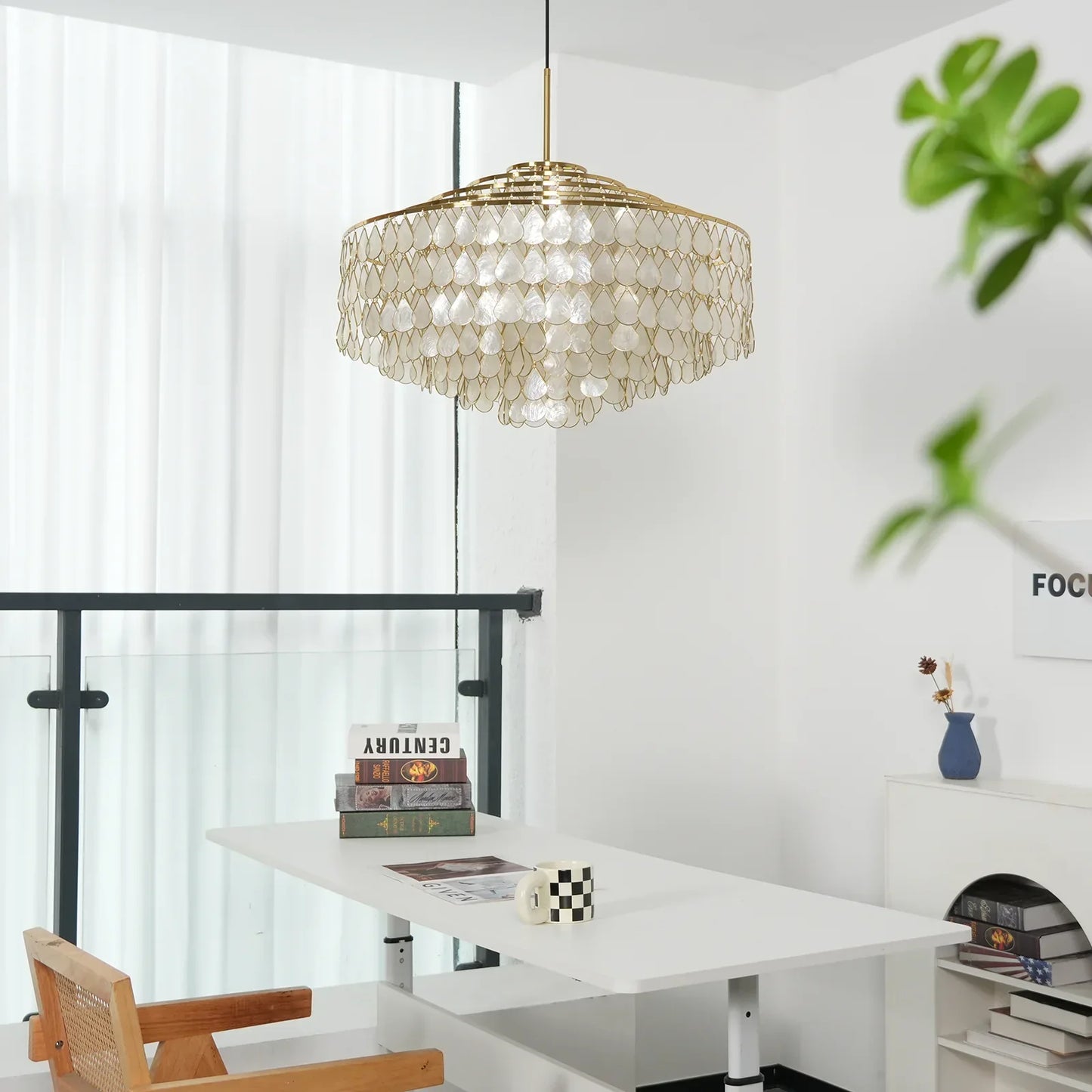 Tiered Capiz Shell Glow Chandelier