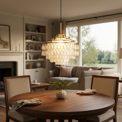 Tiered Capiz Shell Glow Chandelier