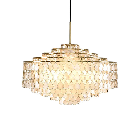 Tiered Capiz Shell Glow Chandelier